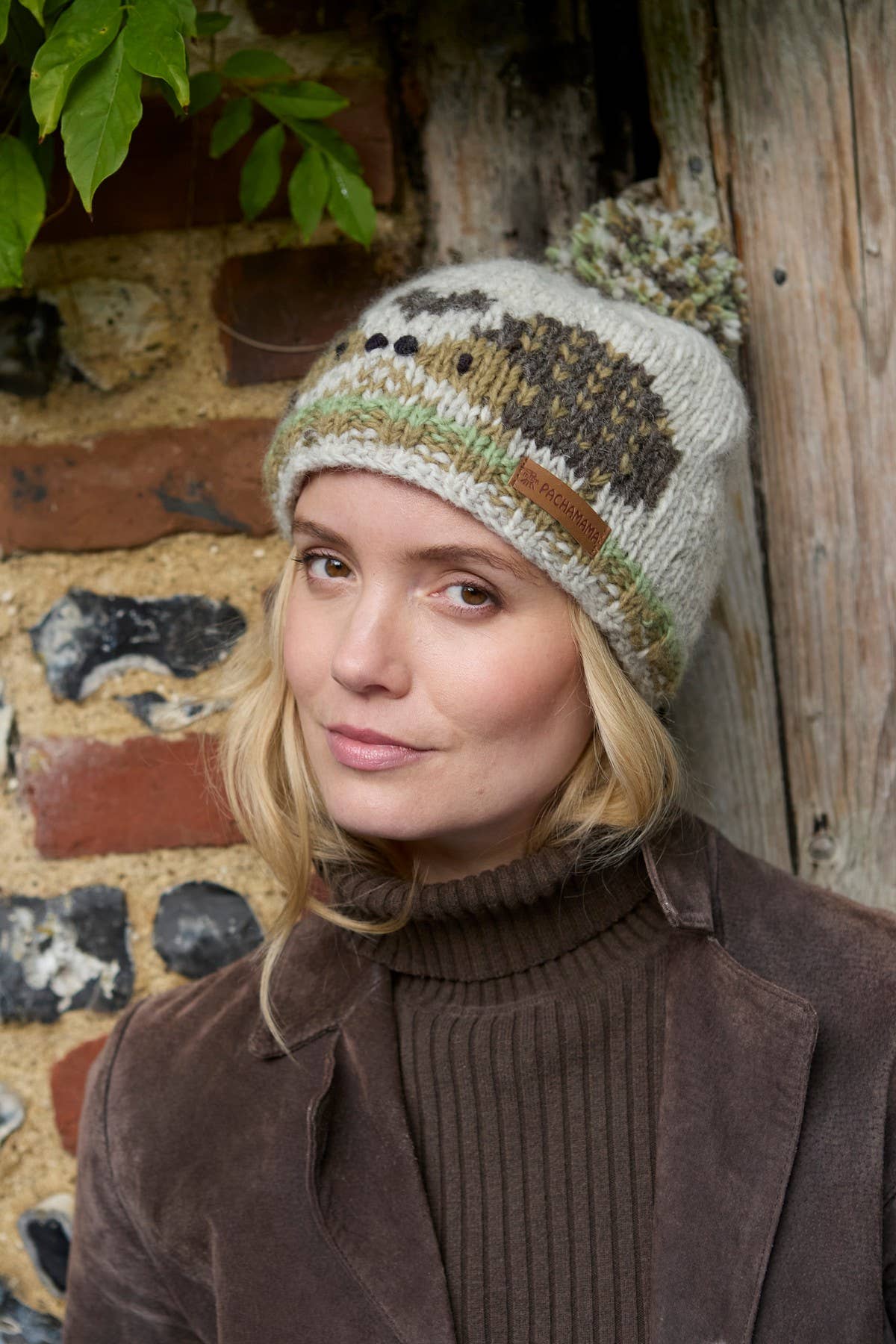 Hedgehog Natural Hand Knitted Wool Animal Bobble Beanie Hat