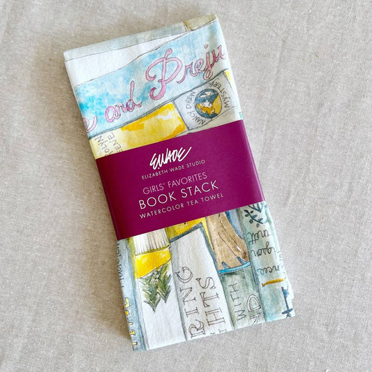 Book Stack Tea Towel