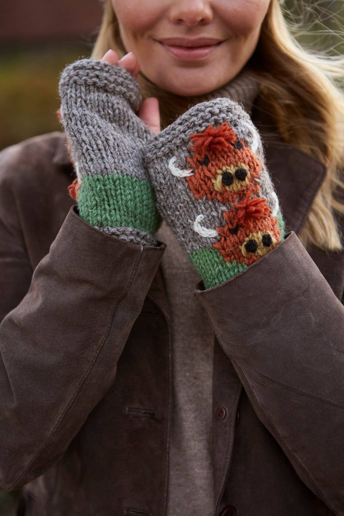 Herd of Highland Cow Knitted Wool Fingerless Gloves