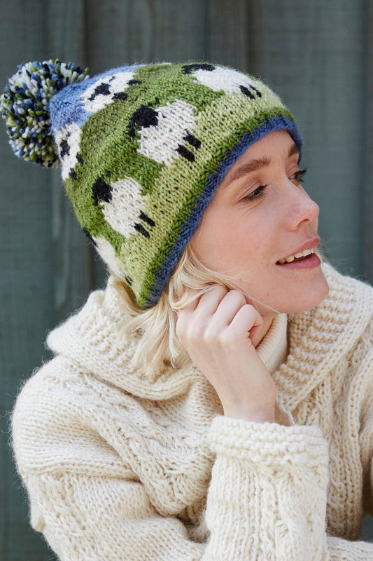 Flock of Sheep - Knitted Wool White Sheep Bobble Beanie Hat