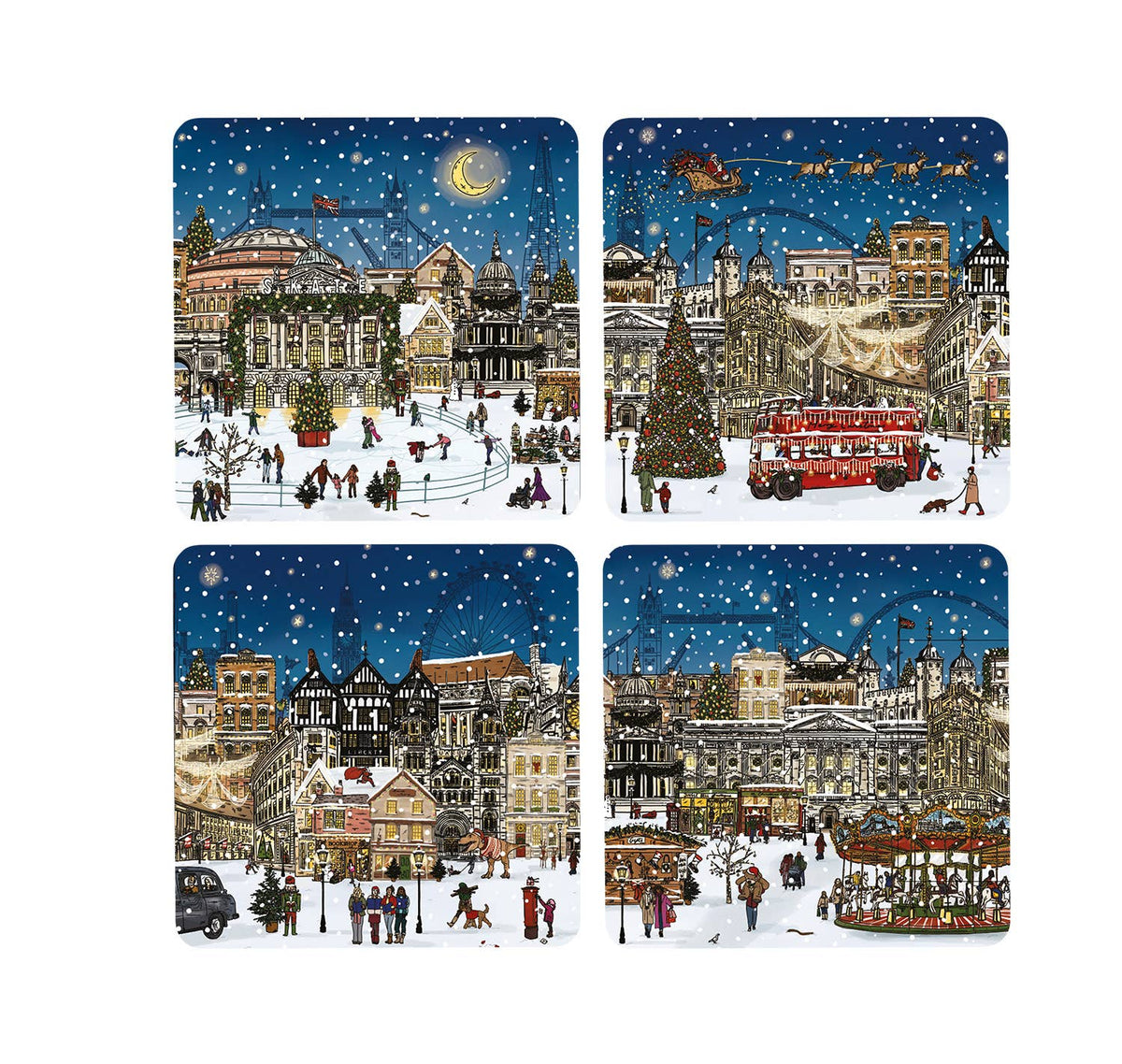 A London Christmas Tale Set of 4 Coasters