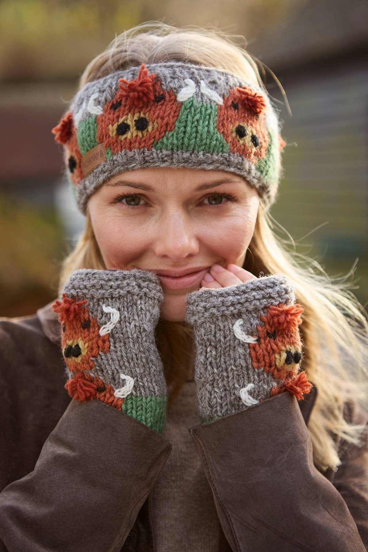 Herd of Highland Cow Knitted Wool Fingerless Gloves