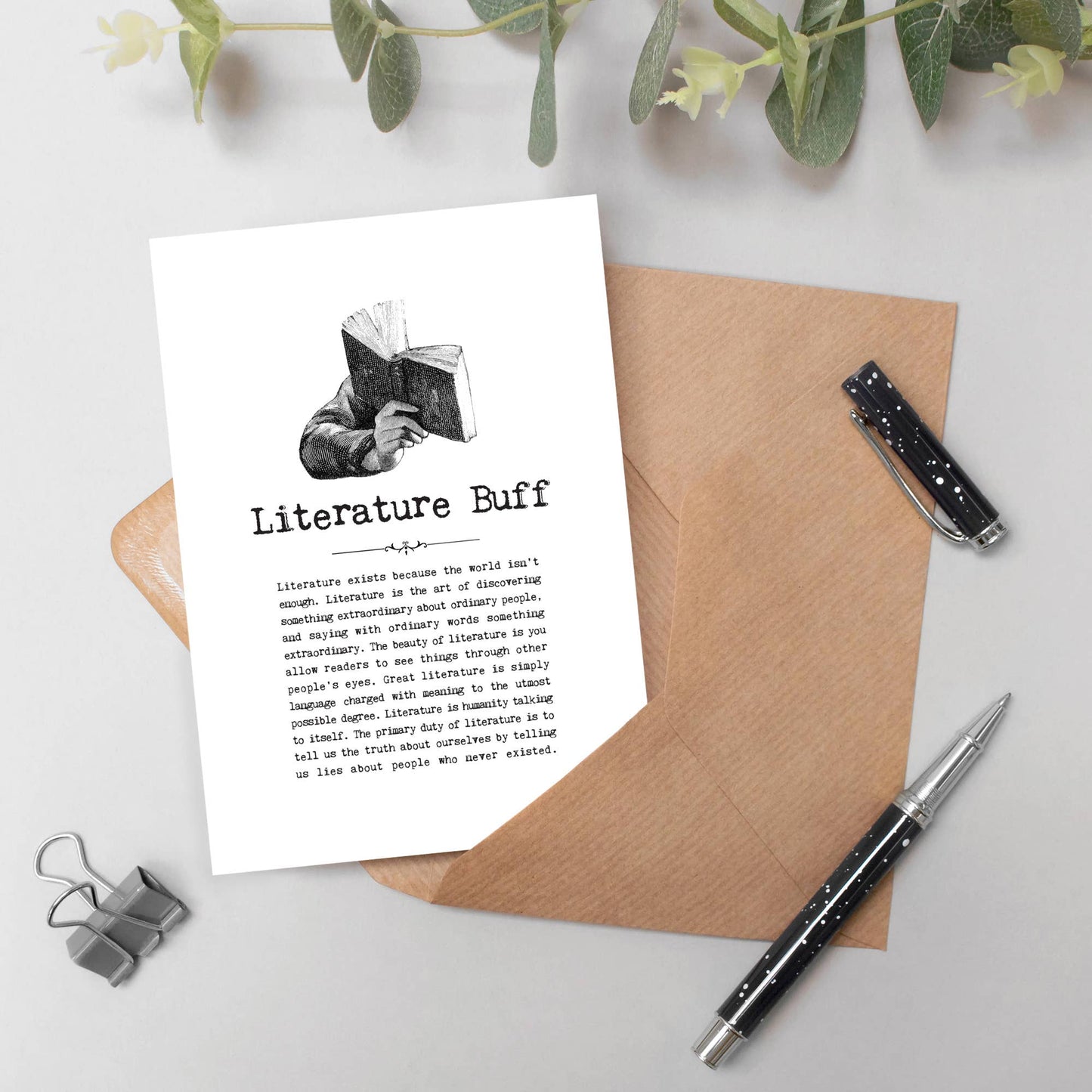 Literature Buff Card, Book Shop Greeting Card