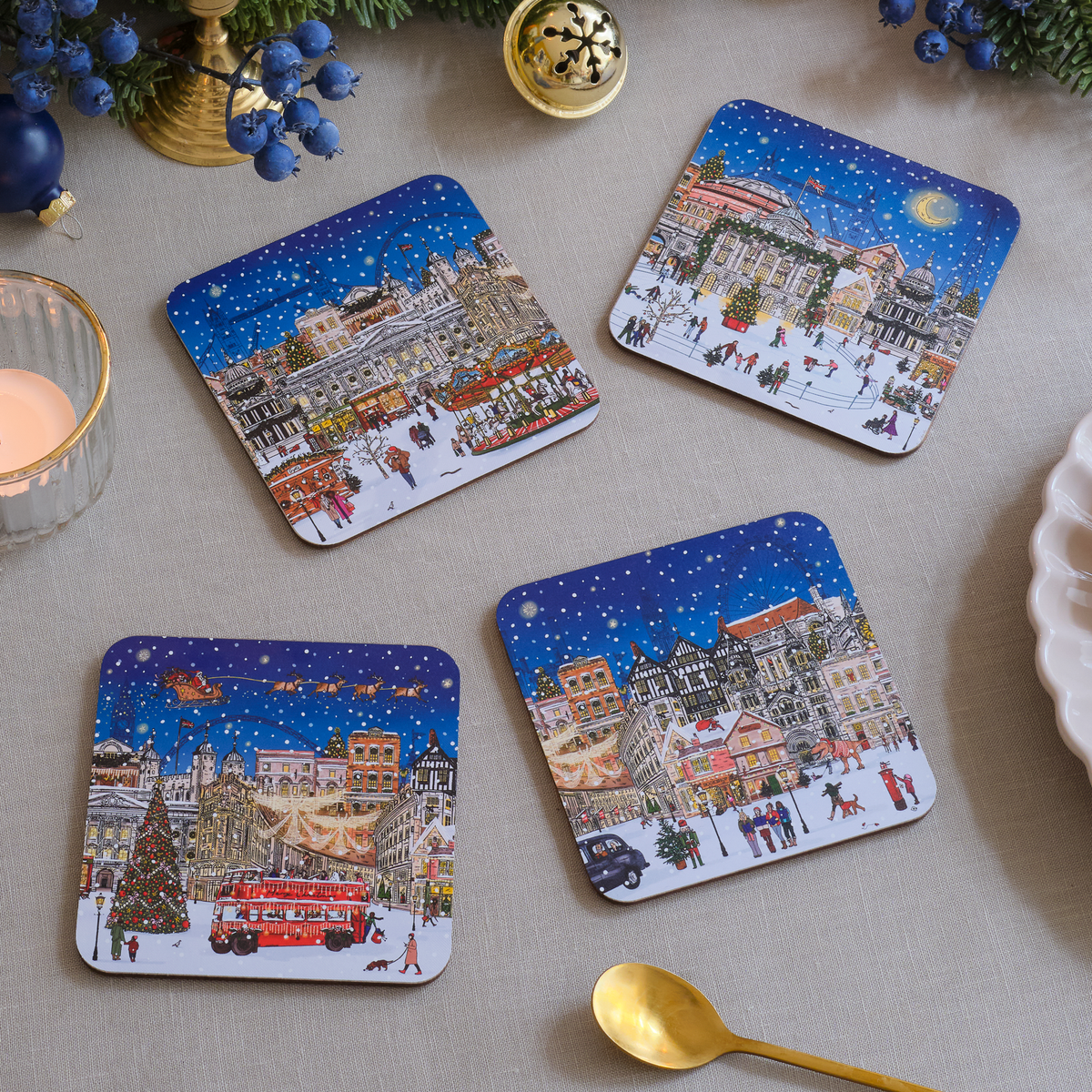 A London Christmas Tale Set of 4 Coasters