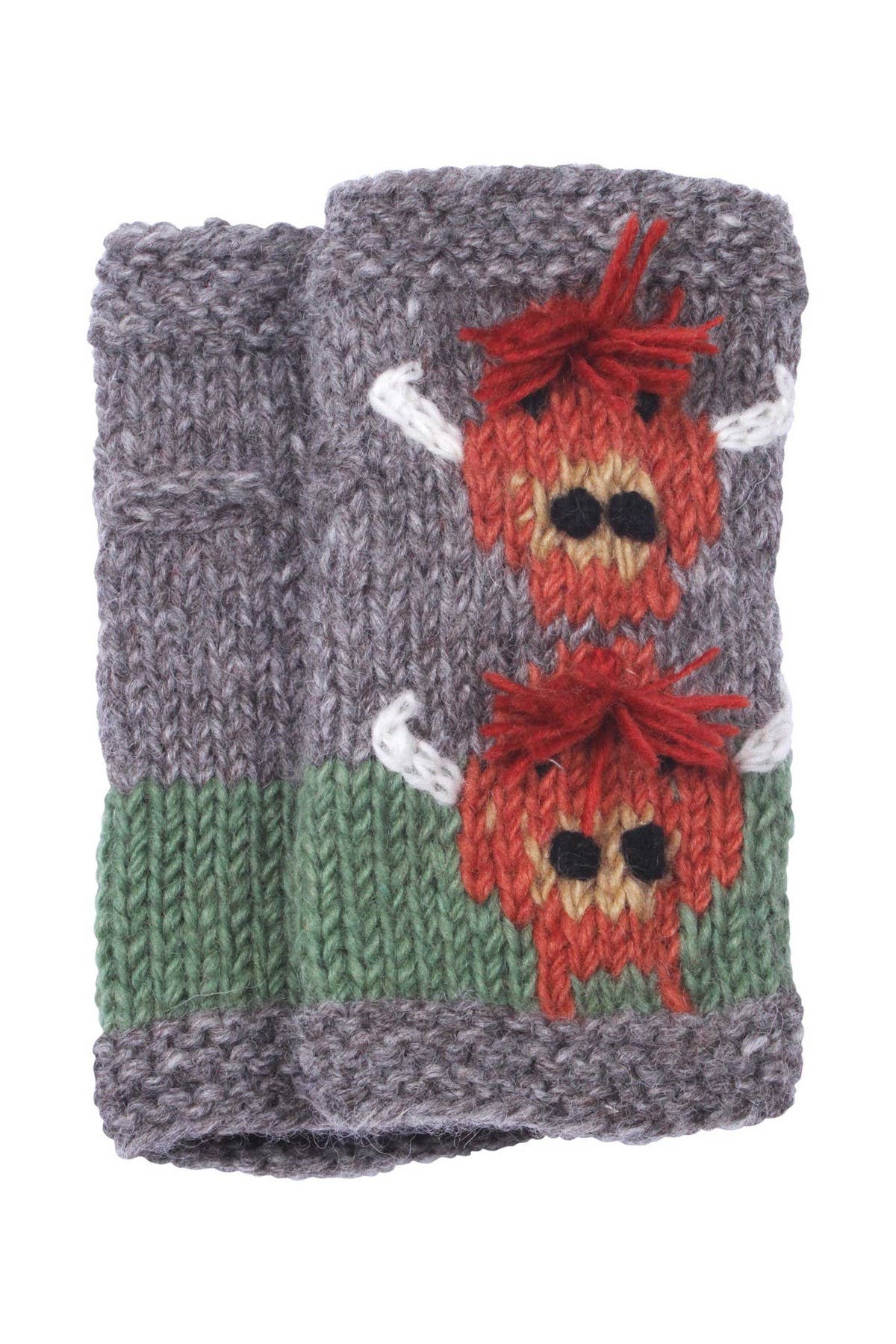 Herd of Highland Cow Knitted Wool Fingerless Gloves
