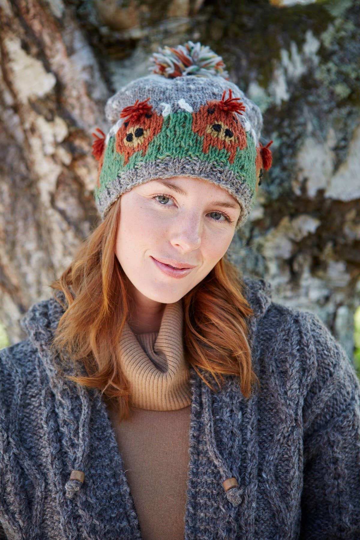 Herd of Highland Cow Knitted Wool Bobble Beanie Hat