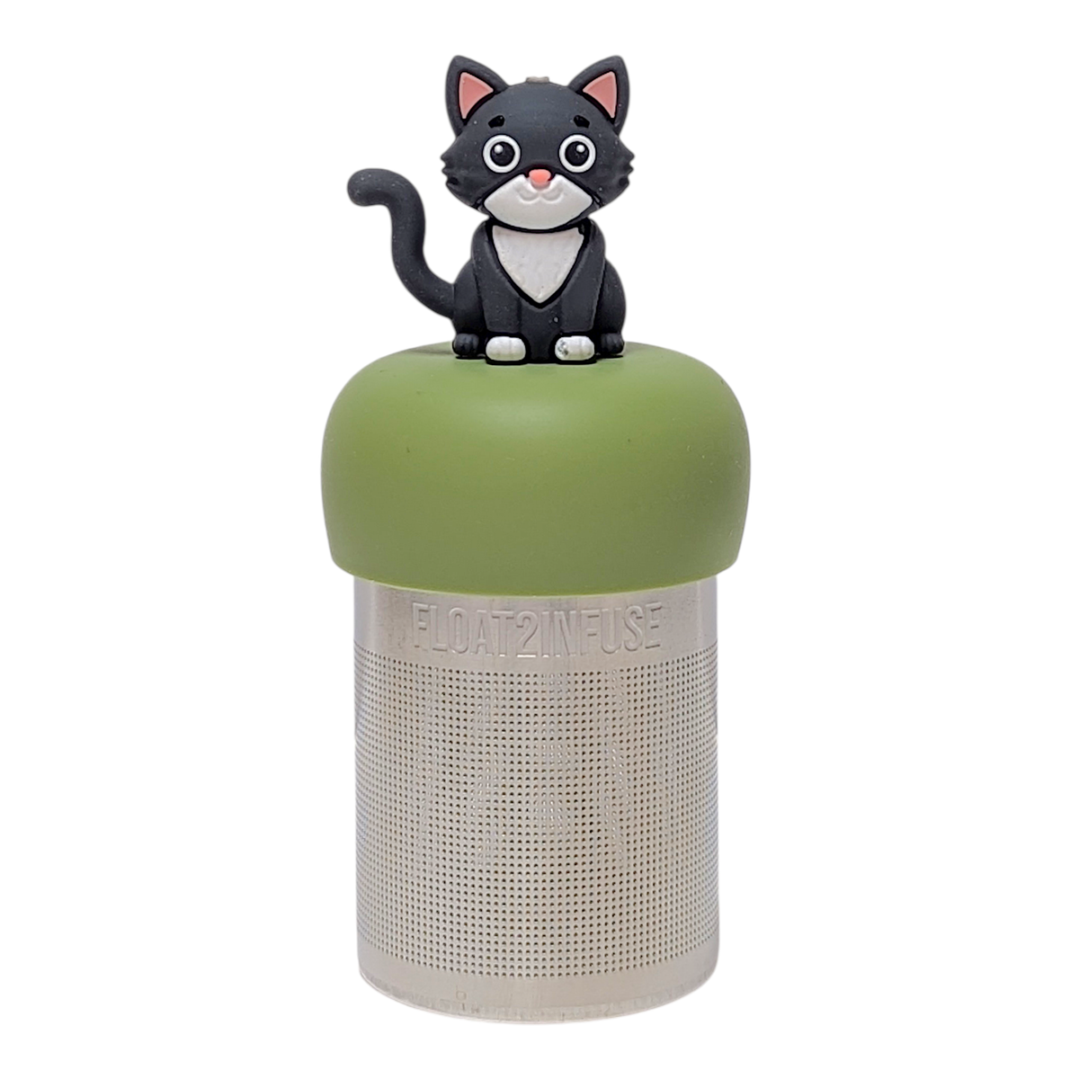 Cute Grey Cat | Floating Tea Infuser | Green Base | Grey