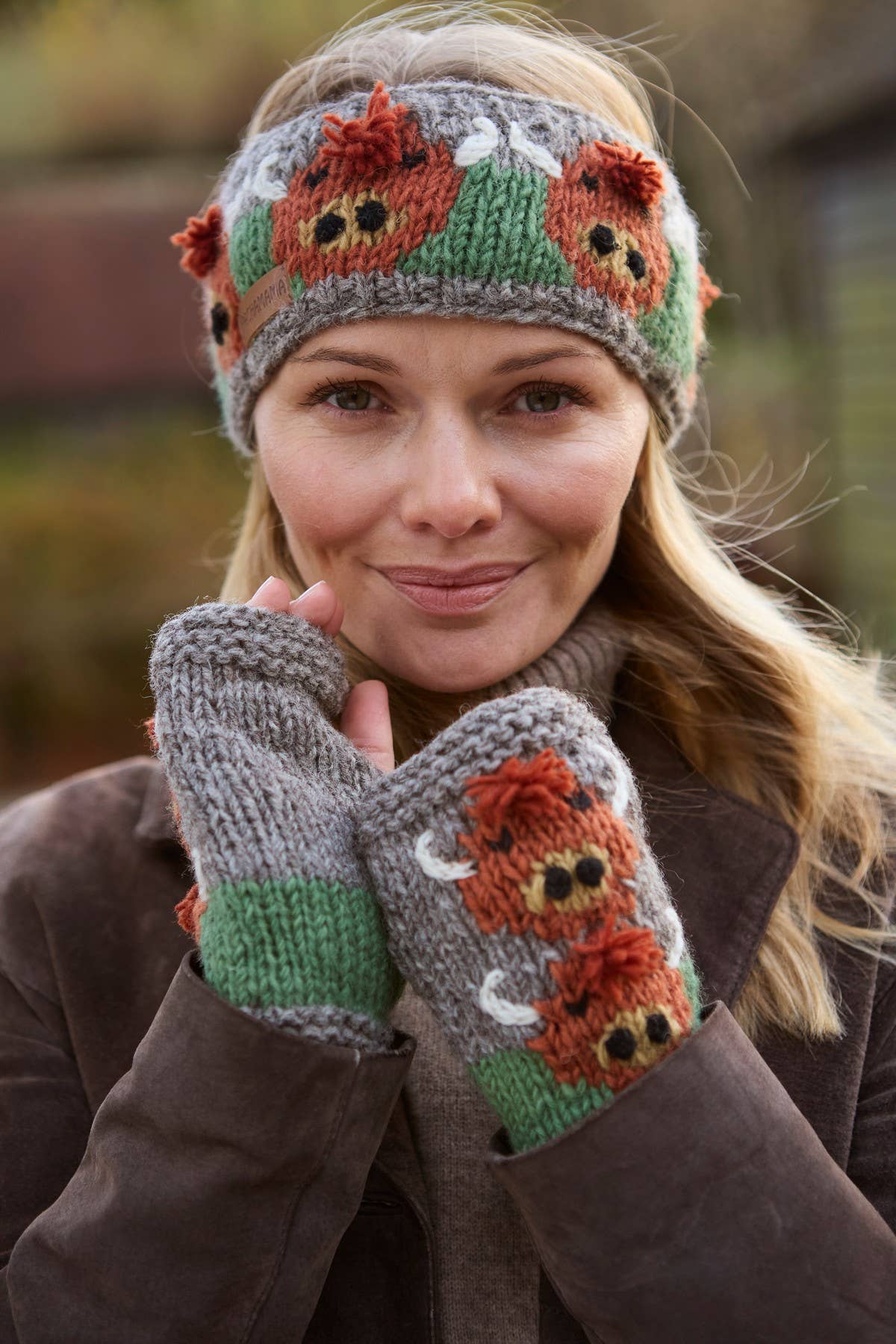 Herd of Highland Cow Knitted Wool Fingerless Gloves