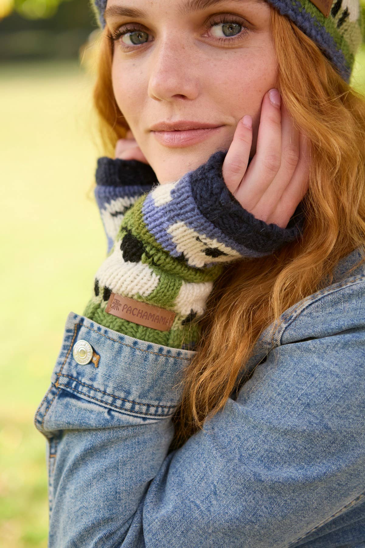 Flock of Sheep - Knitted Wool White Sheep Fingerless Gloves