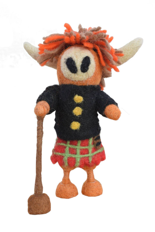 Hamish Felted Wool Scottish Highland Cow Standing Decoration