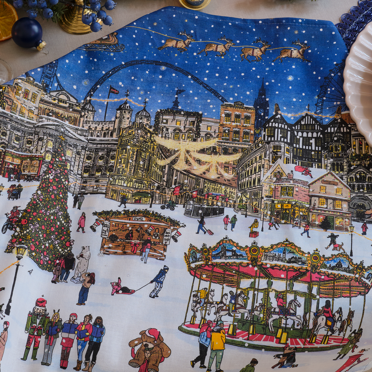 A London Christmas Tale Tea Towel