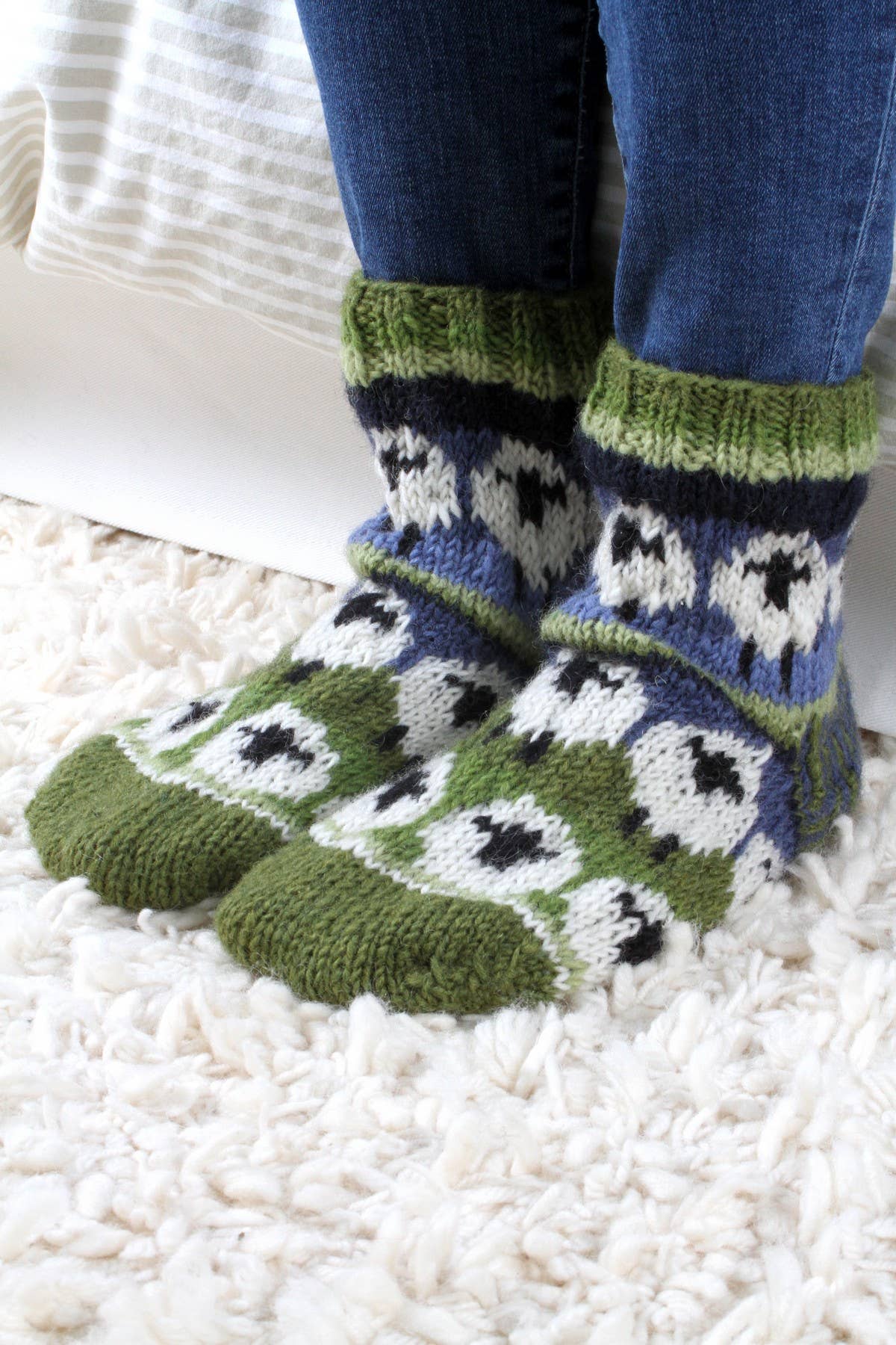Flock of Sheep - Knitted Natural Wool White Sheep Sofa Socks