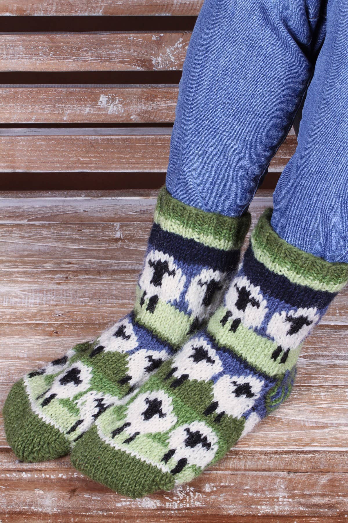 Flock of Sheep - Knitted Natural Wool White Sheep Sofa Socks