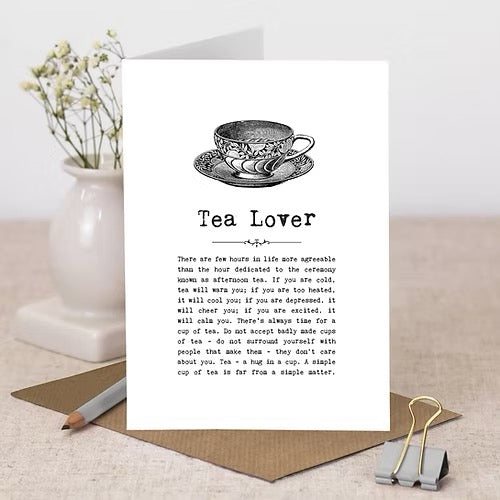 Funny Tea Quotes with vintage illustration Gift Card