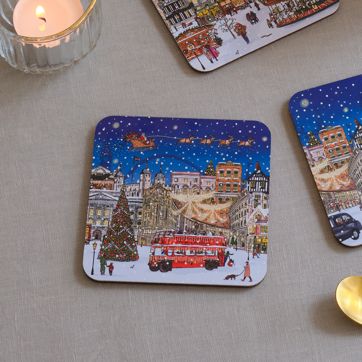 A London Christmas Tale Set of 4 Coasters