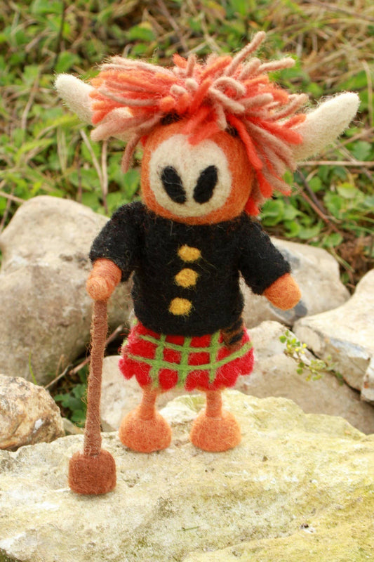 Hamish Felted Wool Scottish Highland Cow Standing Decoration
