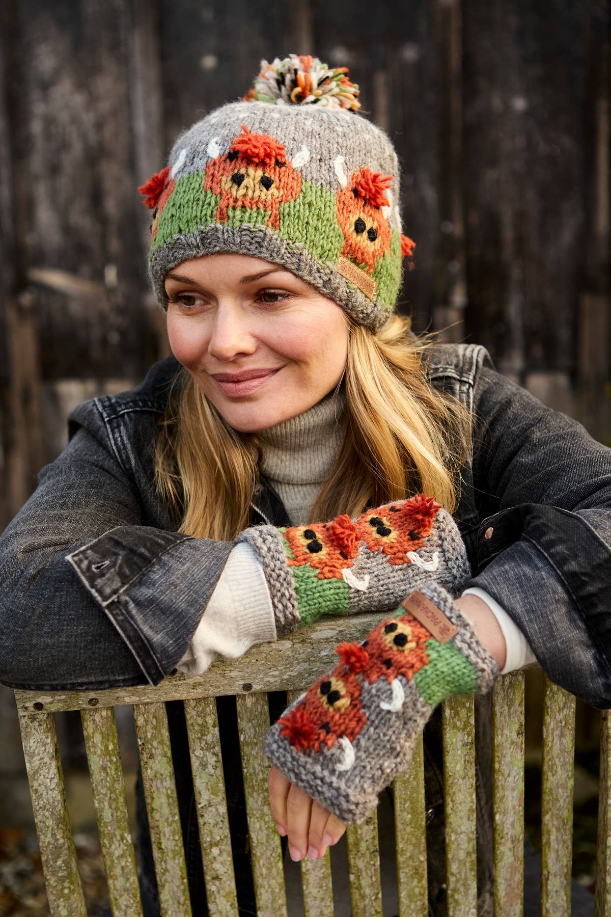 Herd of Highland Cow Knitted Wool Bobble Beanie Hat