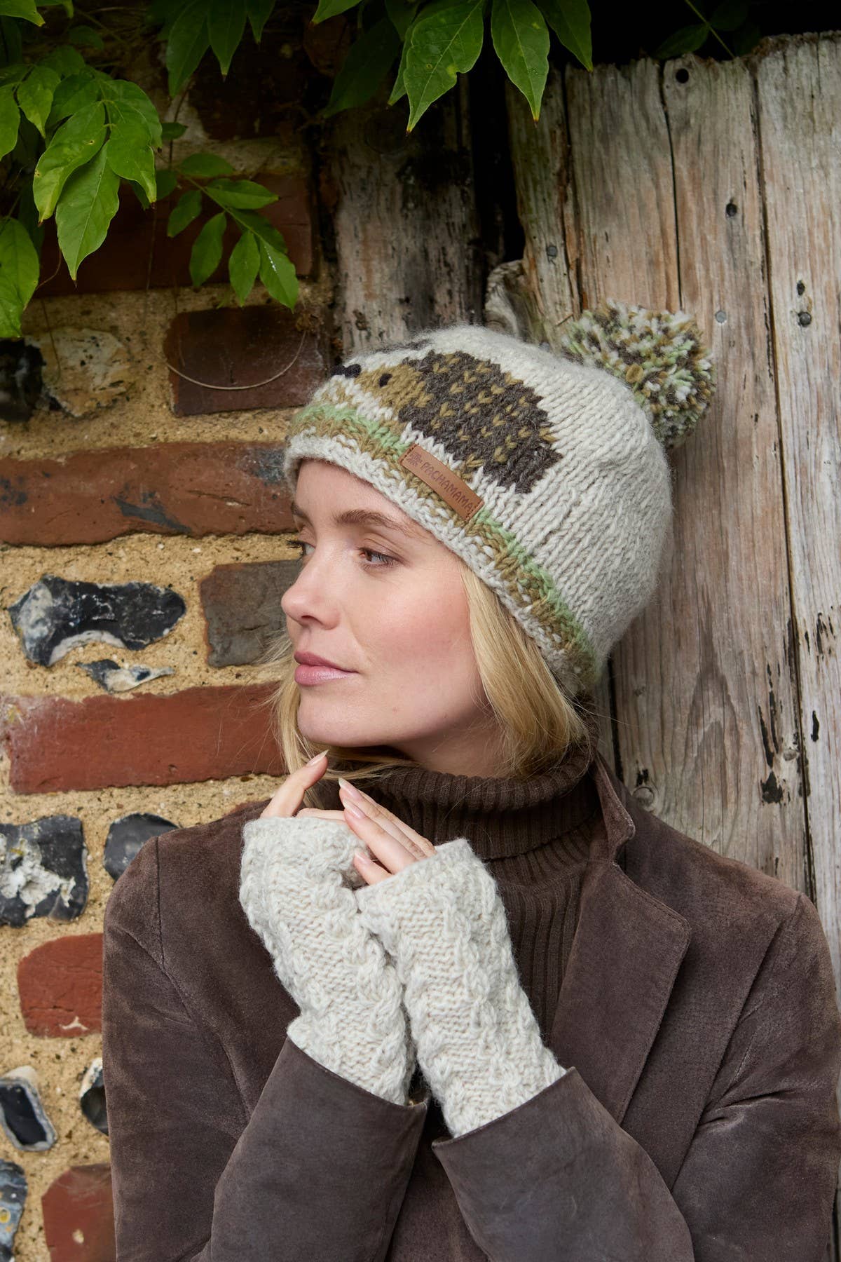 Hedgehog Natural Hand Knitted Wool Animal Bobble Beanie Hat