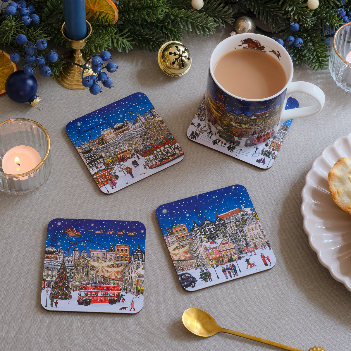 A London Christmas Tale Set of 4 Coasters