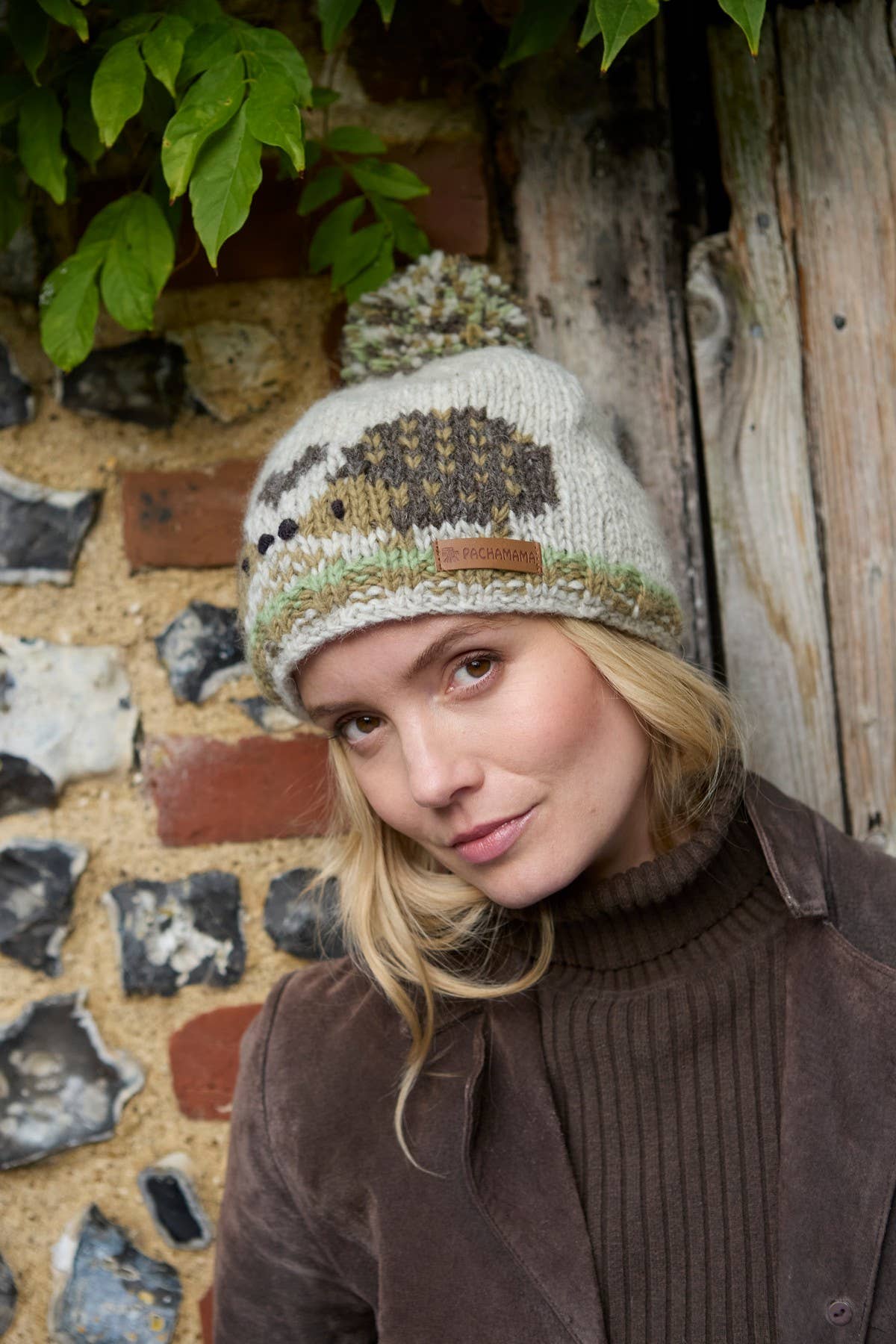 Hedgehog Natural Hand Knitted Wool Animal Bobble Beanie Hat